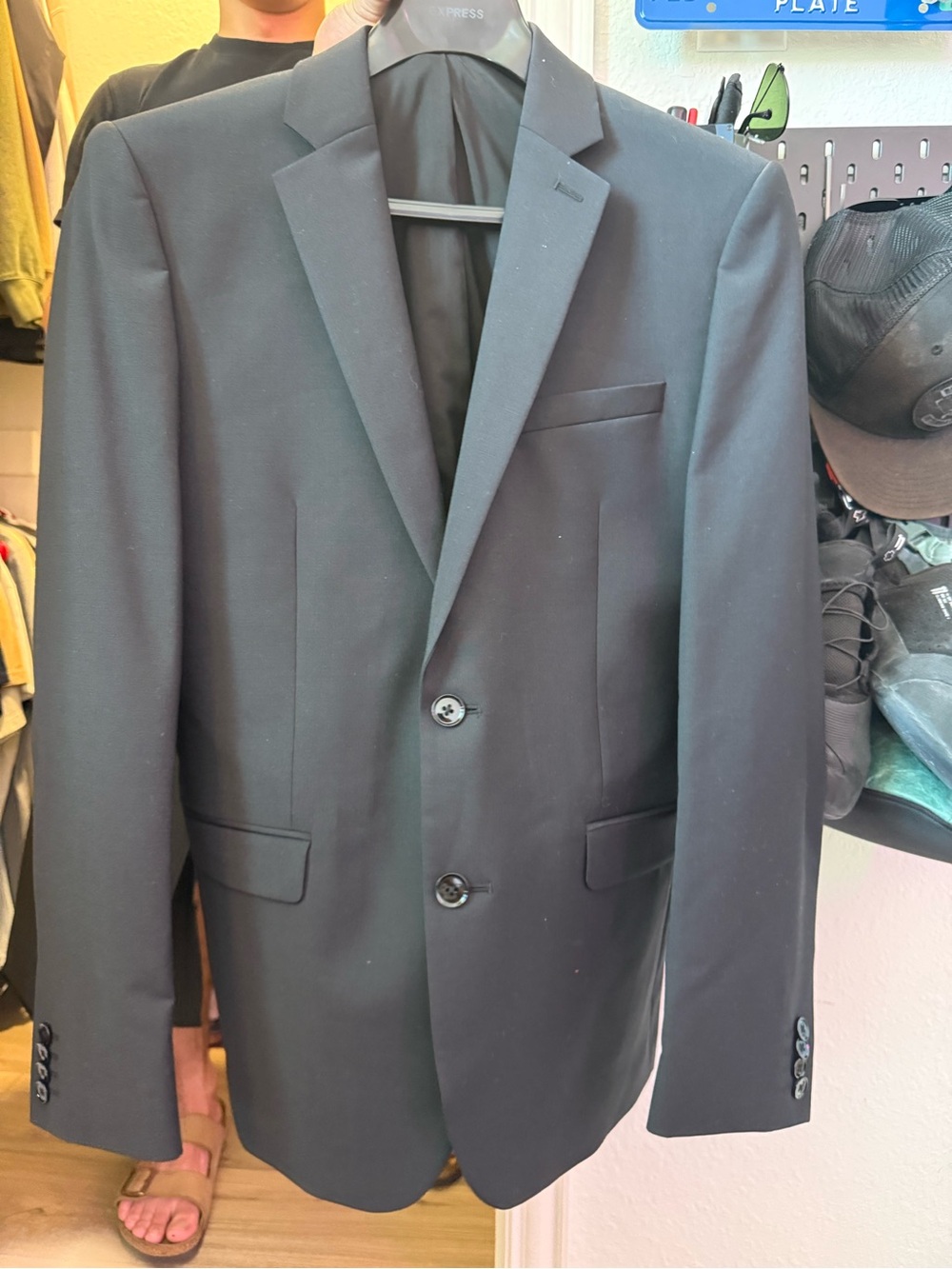 Express Black Two-Button Men's Suit Blazer